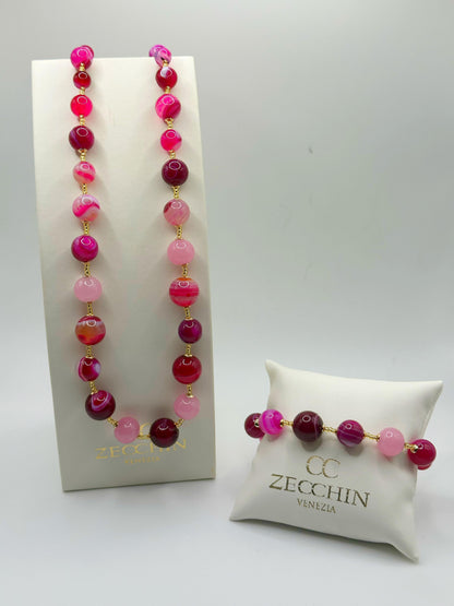 SCRIGNO FUCSIA BRACCIALE perle in vetro di Murano